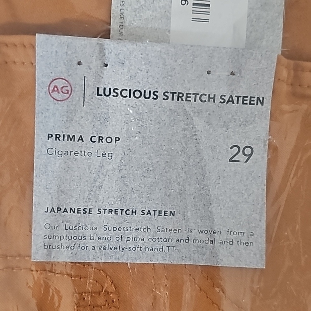 NWT AG Adriano Goldschmied LUSCIOUS STRETCH SATEEN PRIMA CROP Cigarette Leg Pant - Picture 5 of 7